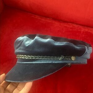 FIDDLER FISHERMAN CAP Brixton Navy Blue Velvet Men's Cap Used
